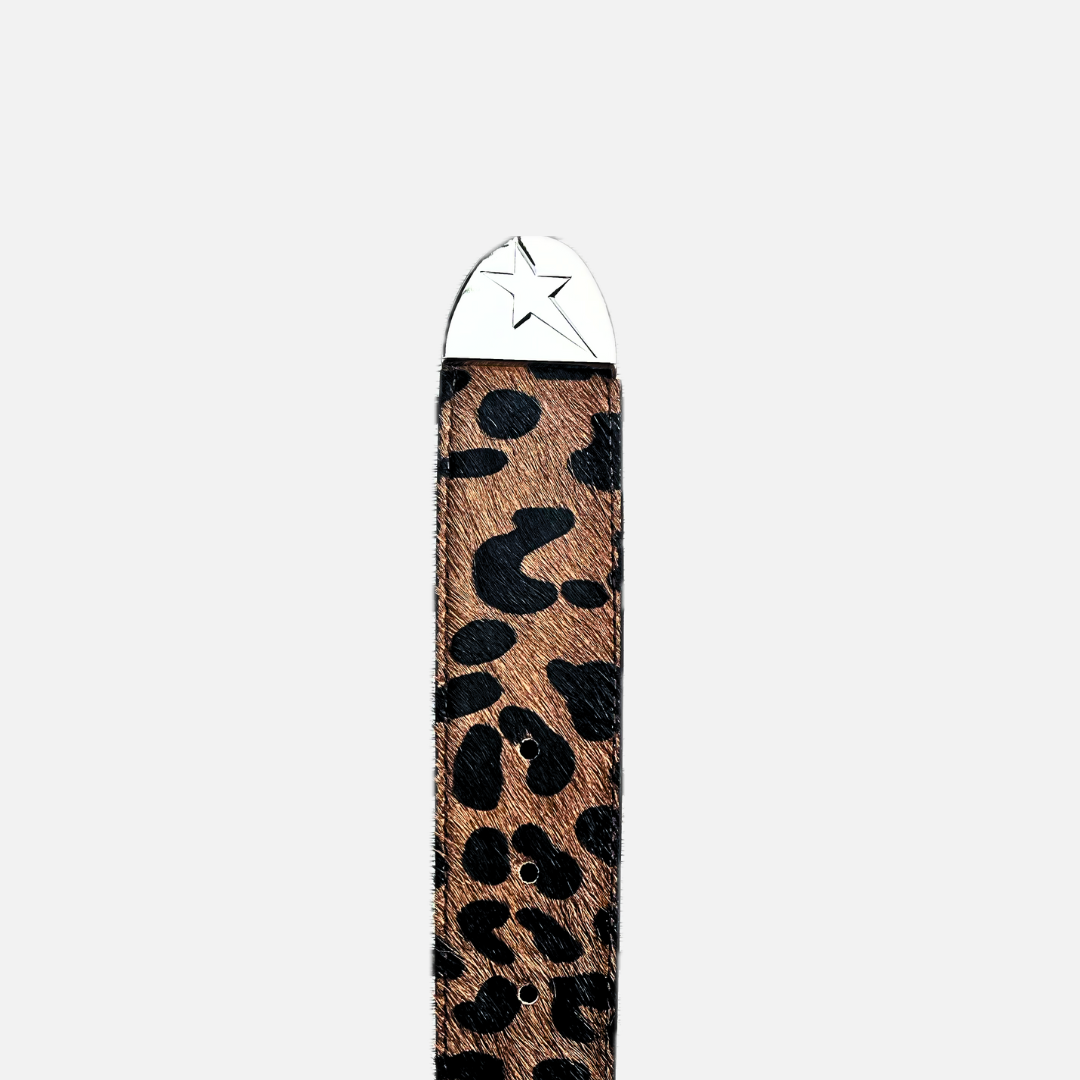 LEOPARD HEAT- Horse Hair-On Leather Belt