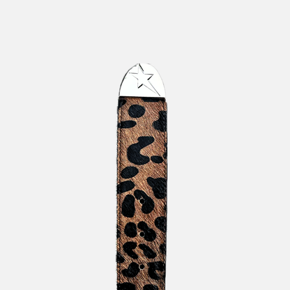 LEOPARD HEAT- Horse Hair-On Leather Belt