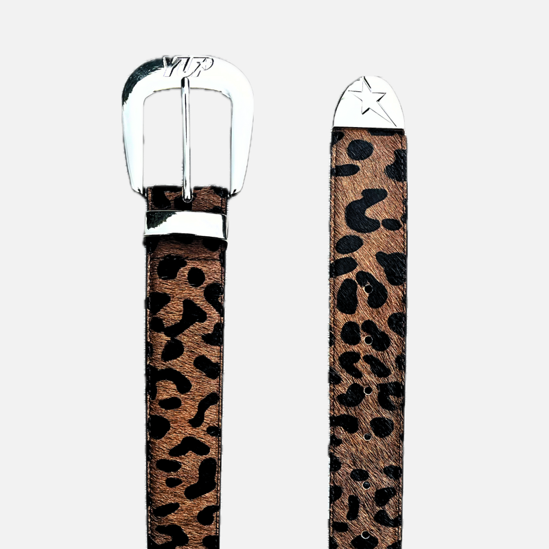 LEOPARD HEAT- Horse Hair-On Leather Belt