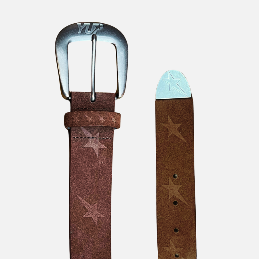 LONESTAR — Star-Embossed Suede Belt