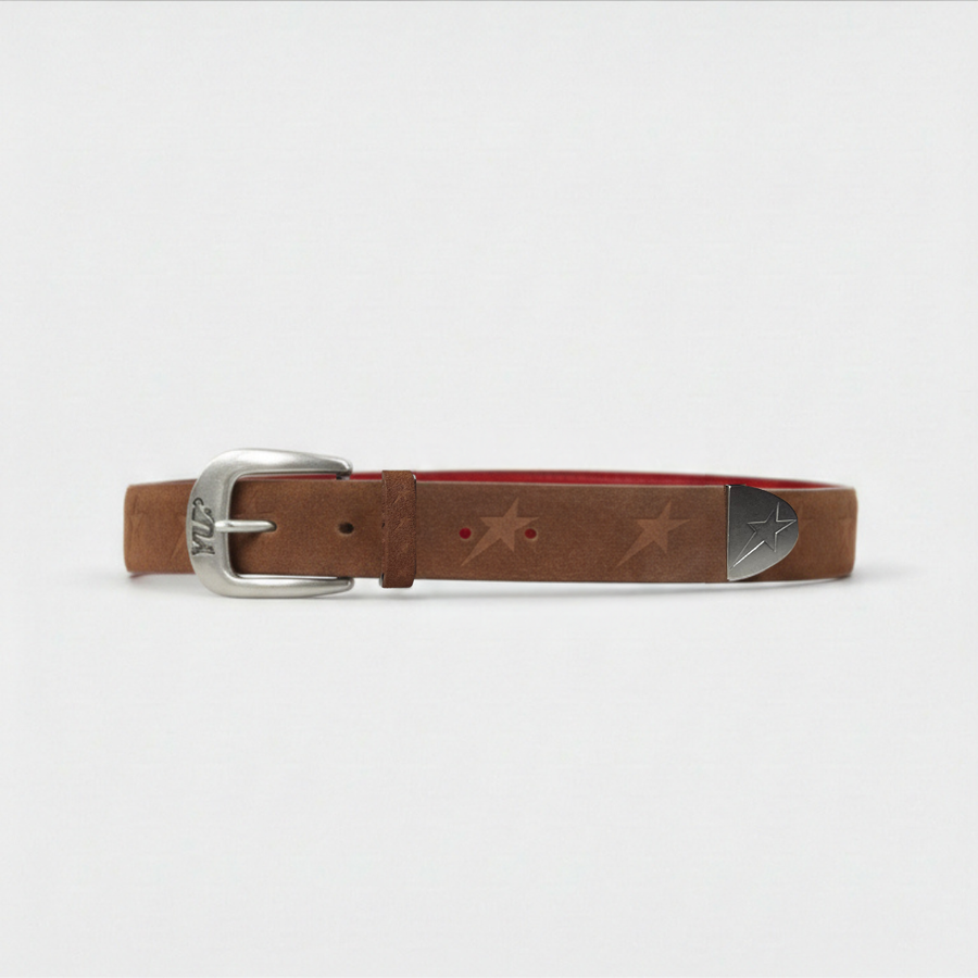LONESTAR — Star-Embossed Suede Belt