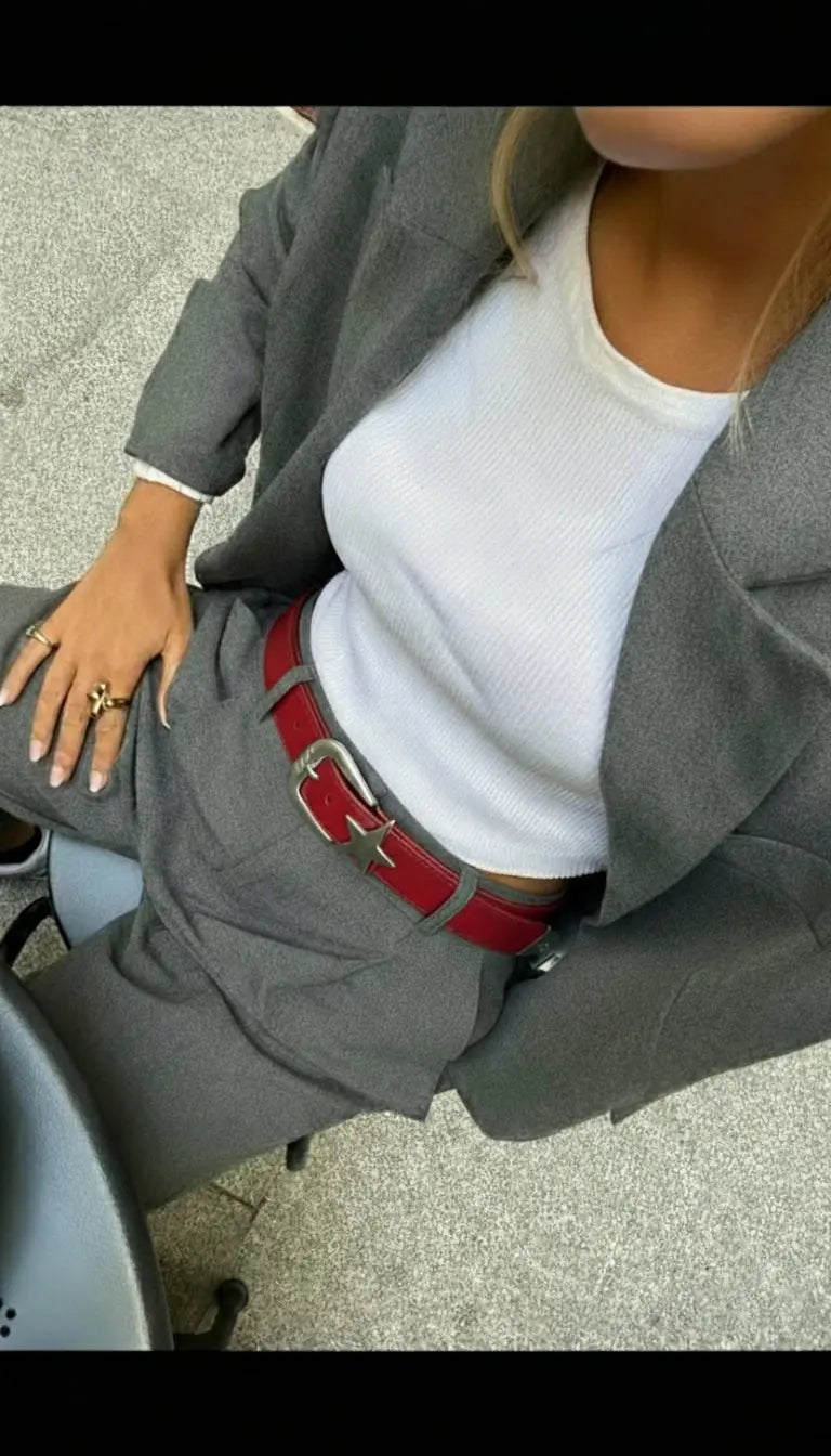 STARKEEPER - Red Leather Belt YUP
