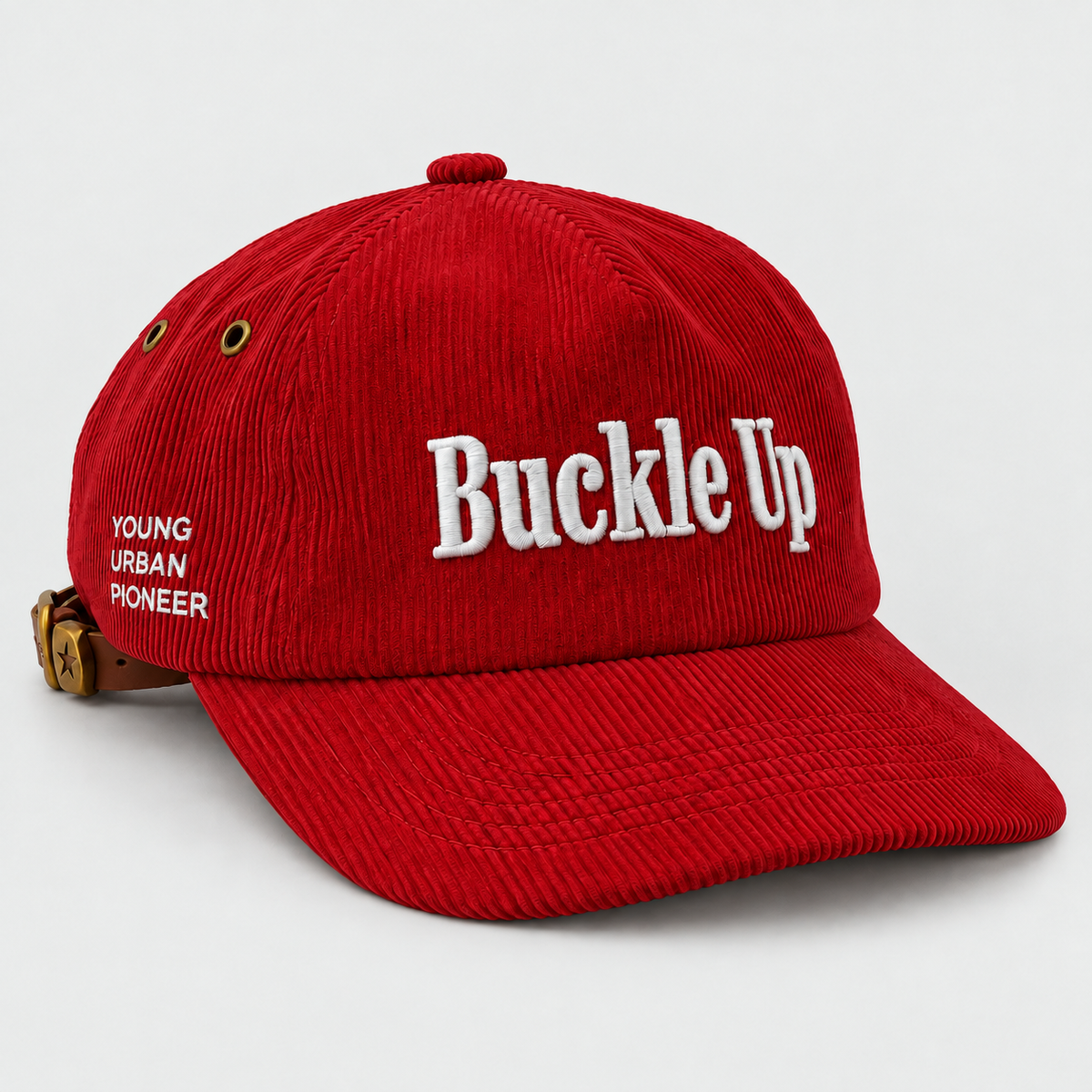 HOTHEAD red five-panel cap — side view on light grey background