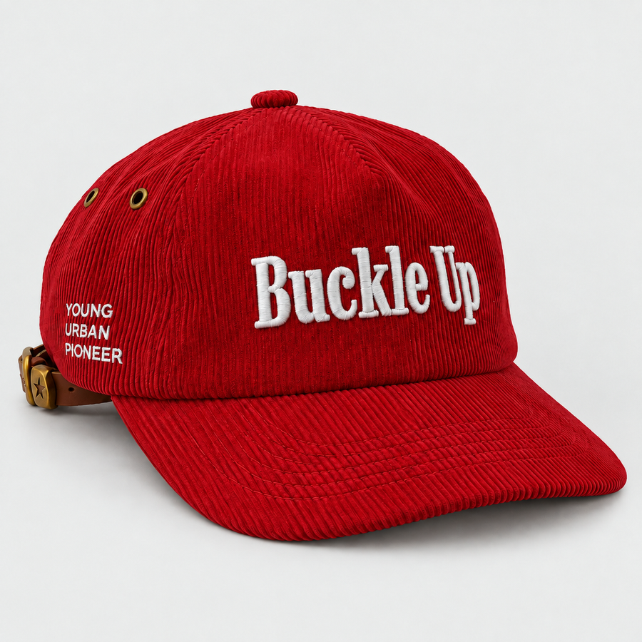 HOTHEAD red five-panel cap — side view on light grey background